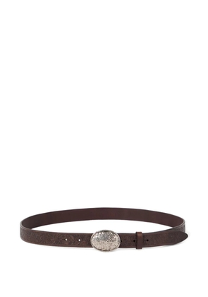 Brunello Cucinelli embossed woven-buckle belt - Brown