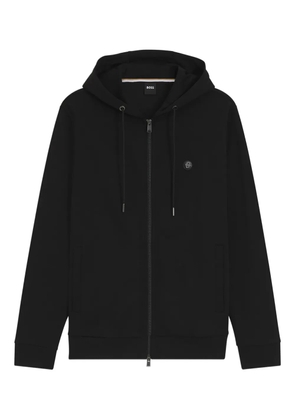 BOSS logo-detail zip-up hoodie - Black