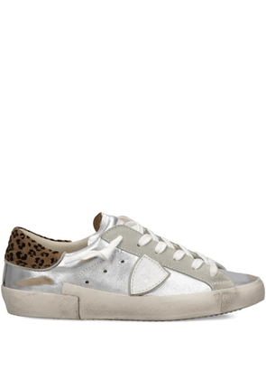 Philippe Model Paris Prsx leopard-print low trainers - Silver