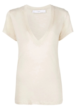 IRO V-neck short-sleeved linen T-shirt - Neutrals