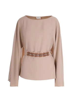 P.A.R.O.S.H. flower-embellished tie-waist blouse - Neutrals