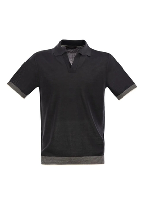 Peserico ribbed trim polo shirt - Black