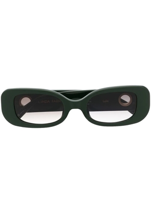 Linda Farrow logo-plaque square-frame sunglasses - Green