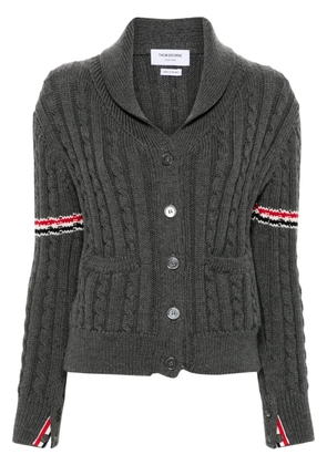 Thom Browne RWB-stripe cable-knit cardigan - Grey