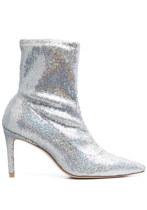 Stuart Weitzman holographic-effect 160mm boots - Grey