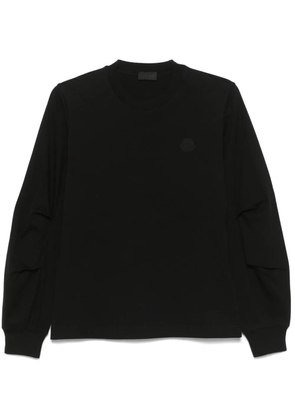 Moncler pleated-sleeve cotton T-Shirt - Black