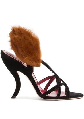 Valentino Garavani 105mm Fetishique fur-leaf sandals - Black