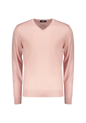 Fedeli V-neck ribbed sweater - Pink