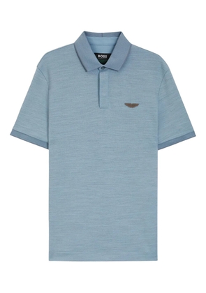 BOSS striped-trim polo shirt - Blue
