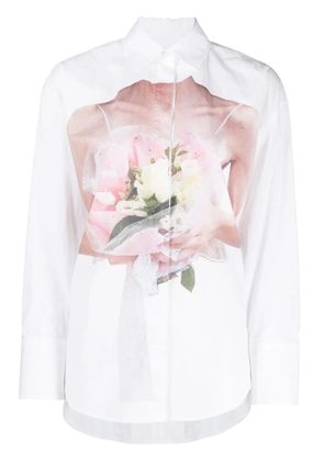MSGM rose-print poplin shirt - White