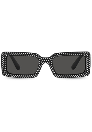 Dolce & Gabbana Eyewear crystal-embellished rectangle-frame sunglasses - Black