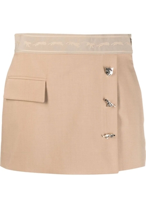 Krizia panther-print waistband skort - Neutrals