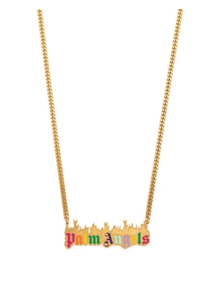 Palm Angels logo-plaque curb chain necklace - Gold