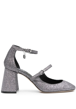 MSGM logo-charm 90mm glitter pumps - Silver