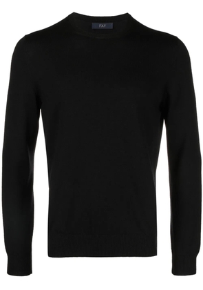 Fay round-neck virgin-wool sweater - Black