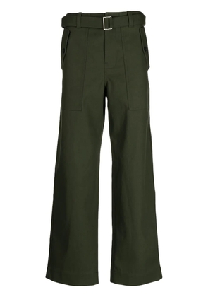 Maison Kitsuné belted-waist straight-leg trousers - Green
