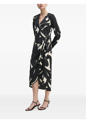 DKNY abstract-print wrap dress - Black