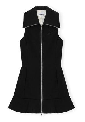 GANNI zip-up crepe mini dress - Black
