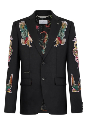 Philipp Plein embroidered-tattoo blazer - Black