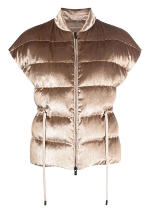 Peserico velvet-effect padded gilet - Brown