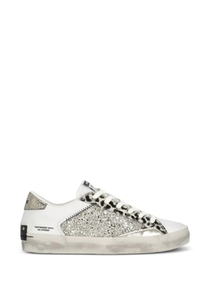 Crime London Distressed animal-print glitter sneakers - White