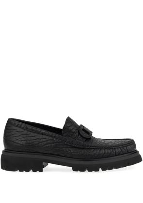 Ferragamo buckle-detail textured loafers - Black