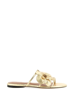 ZIMMERMANN laminated leather floral slides - Gold