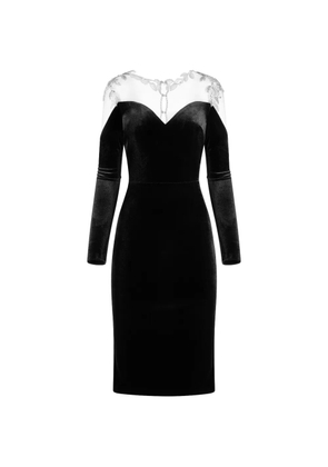 IMROSKA Imroska 26 Leaves velvet V-neck midi dress - Black