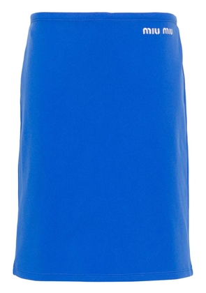 Miu Miu embroidered-logo pencil skirt - Blue