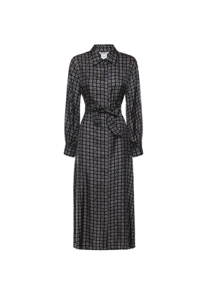 Max Mara patterned tie-waist midi dress - Blue