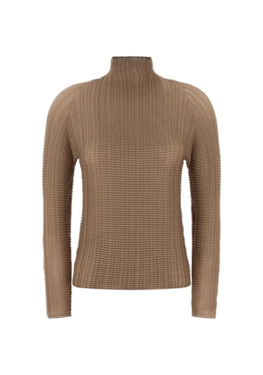 Issey Miyake textured high-neck top - Neutrals