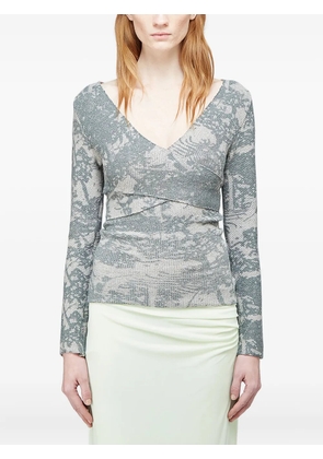 Eckhaus Latta abstract-print wrap-around T-shirt - Grey