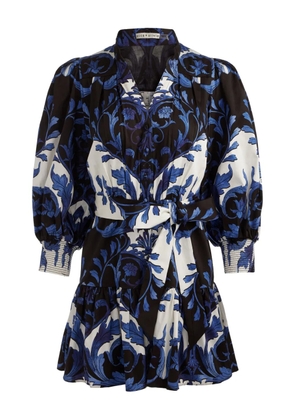 alice + olivia Cora puff-sleeve mini dress - Blue