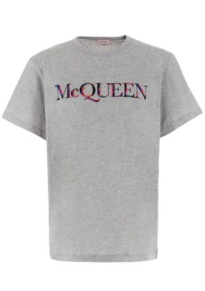 Alexander McQueen logo-embroidered cotton T-shirt - Grey