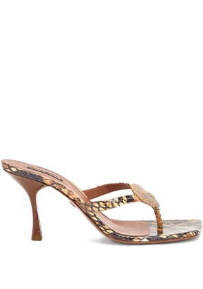 Roberto Cavalli snake-print heeled sandals - Brown