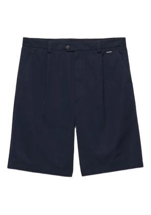 Prada logo-embroidered front-pleated shorts - Blue