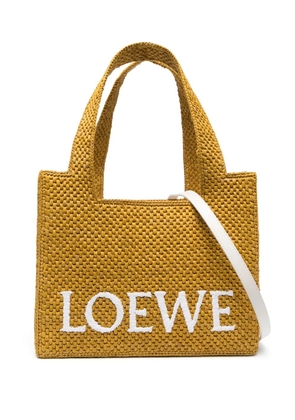 LOEWE Small Loewe Font raffia tote bag - Yellow