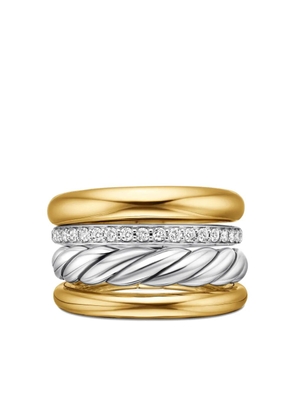David Yurman 18kt yellow gold and sterling silver DY Mercer Multi Row diamond ring (14mm)