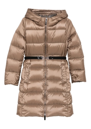 Max Mara hooded belted puffer jacket - Brown