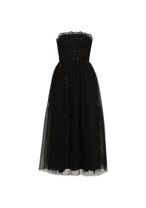 NISSA lace-trim tulle dress - Black