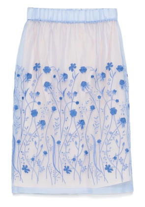 P.A.R.O.S.H. floral-embroidery midi skirt - Blue