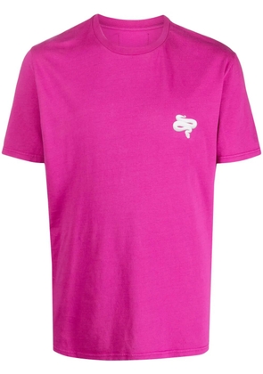 LES HOMMES snake-print cotton T-shirt - Pink