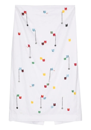 MSGM bead-embellished cotton midi skirt - White