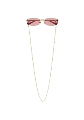 Gucci GG1600S 004 rectangle-frame chain-detail sunglasses - Gold