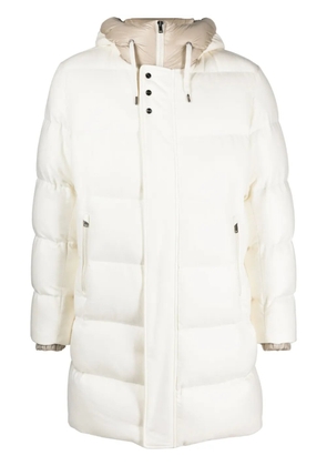 Herno drawstring-hood twill hooded coat - White