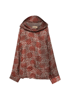 Uma Wang hooded floral print top - Red