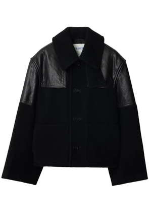 Burberry panelled leather-wool jacket - Black