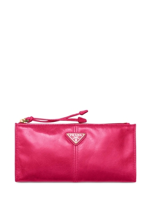 Prada enamelled triangle leather wallet - Pink