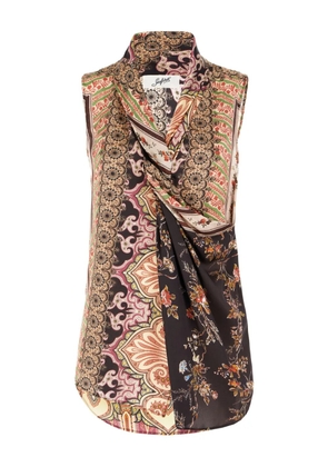 Seafarer paisley-print draped top - Brown