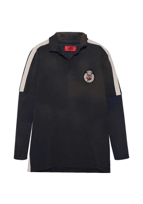 424 Academy long-sleeve panelled polo shirt - Black